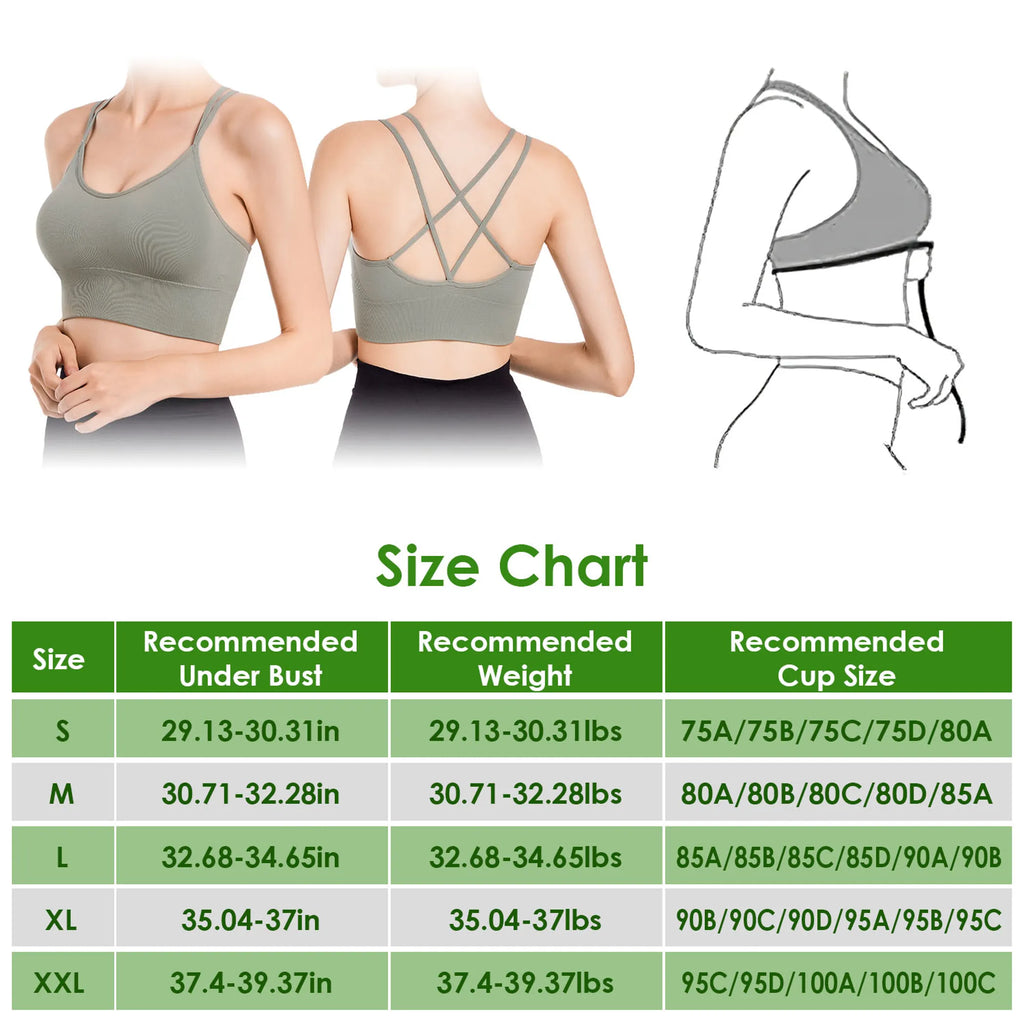 3Packs Women Cross Back Sport Bras
