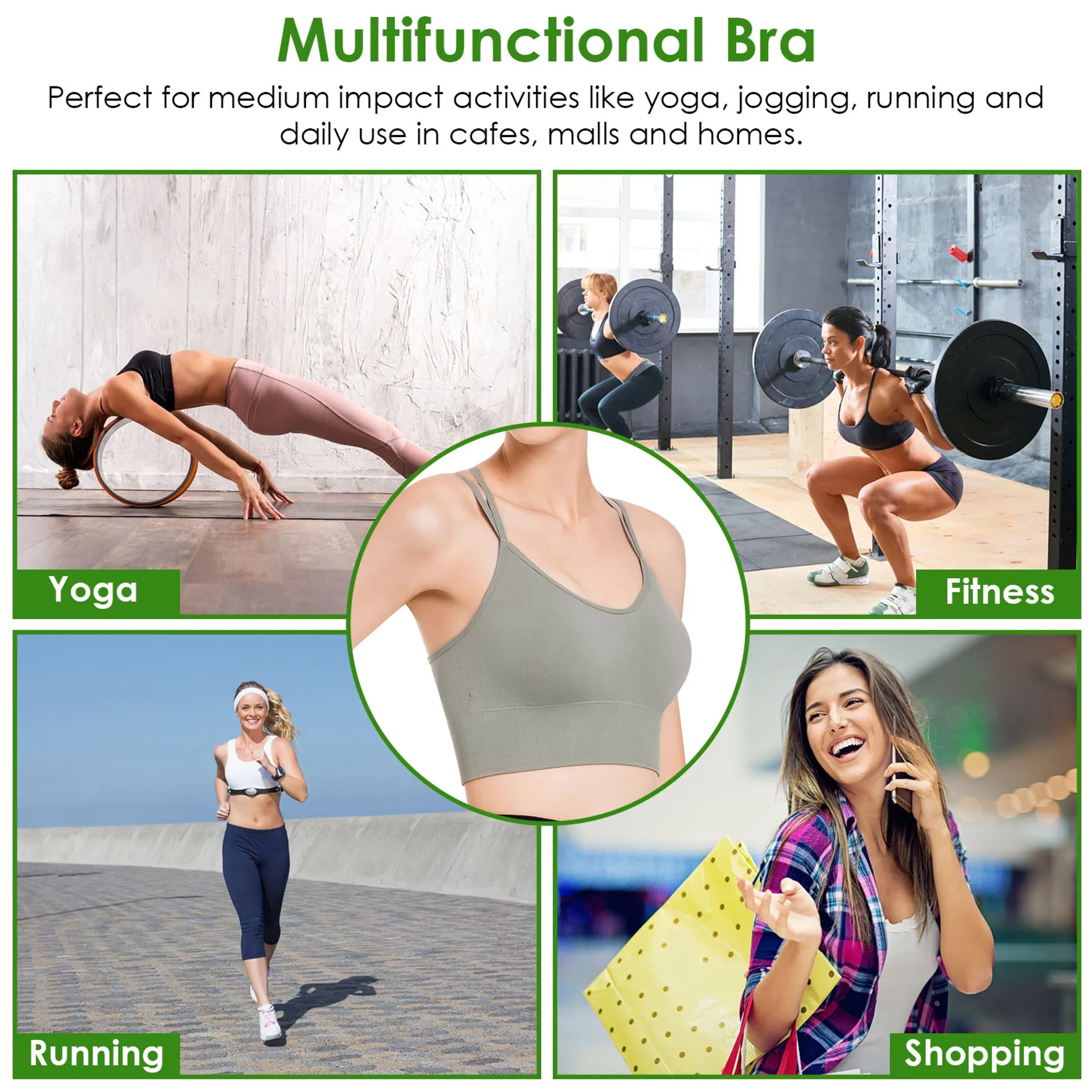 3Packs Women Cross Back Sport Bras