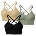 3Packs Women Cross Back Sport Bras