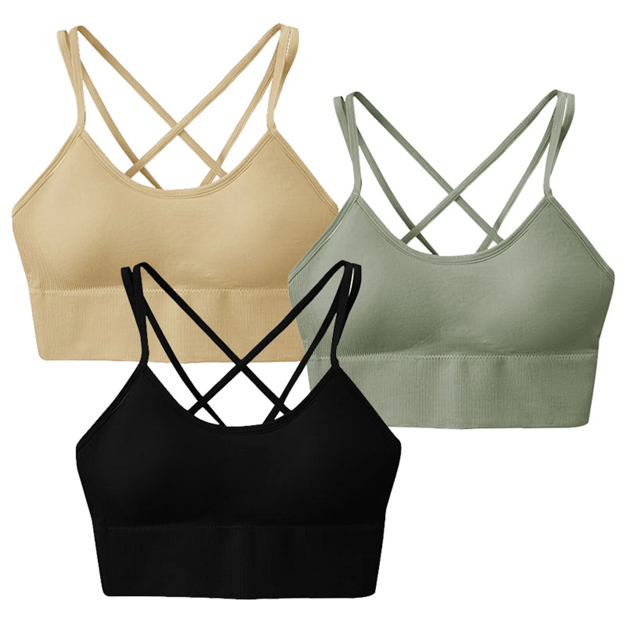 3Packs Women Cross Back Sport Bras