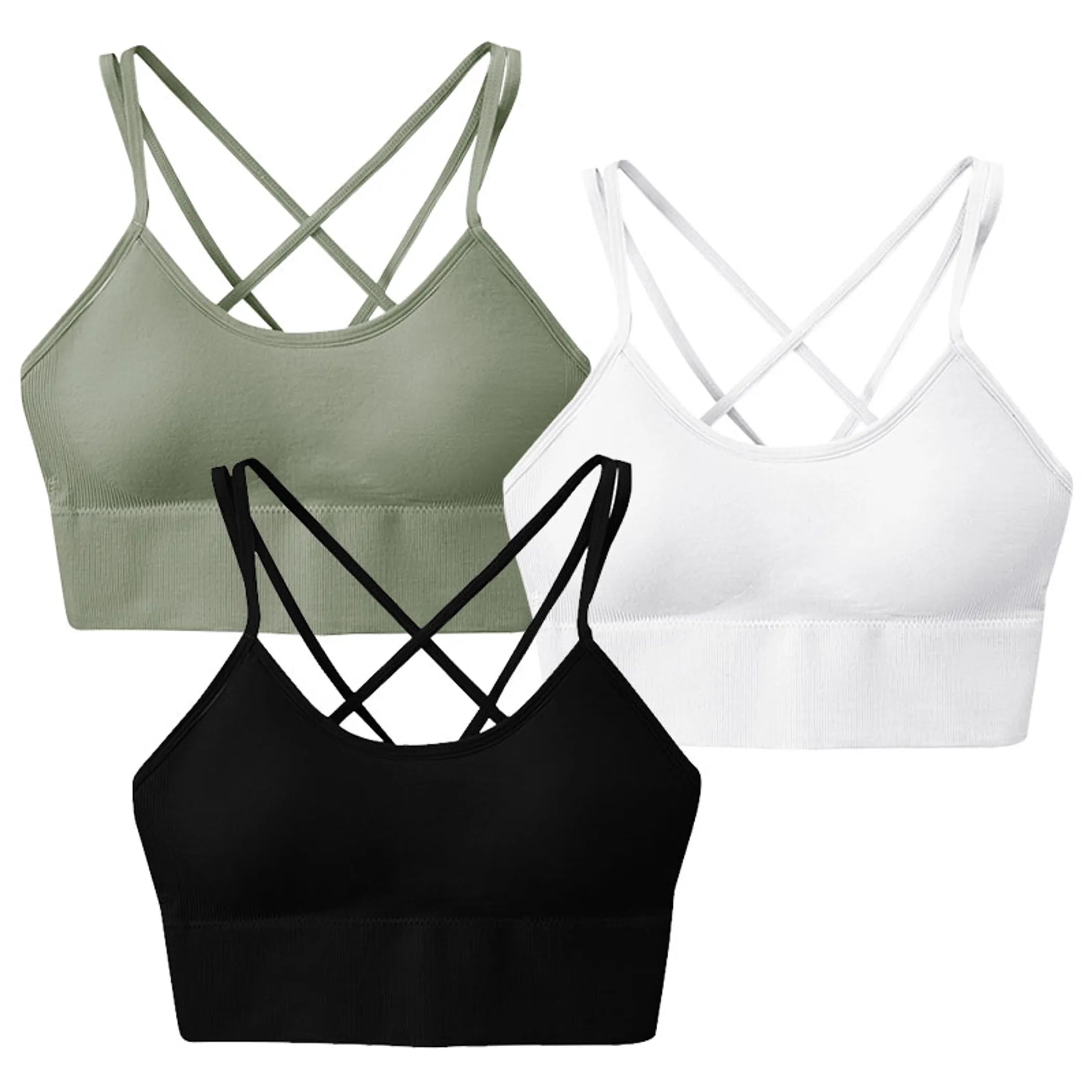 3Packs Women Cross Back Sport Bras